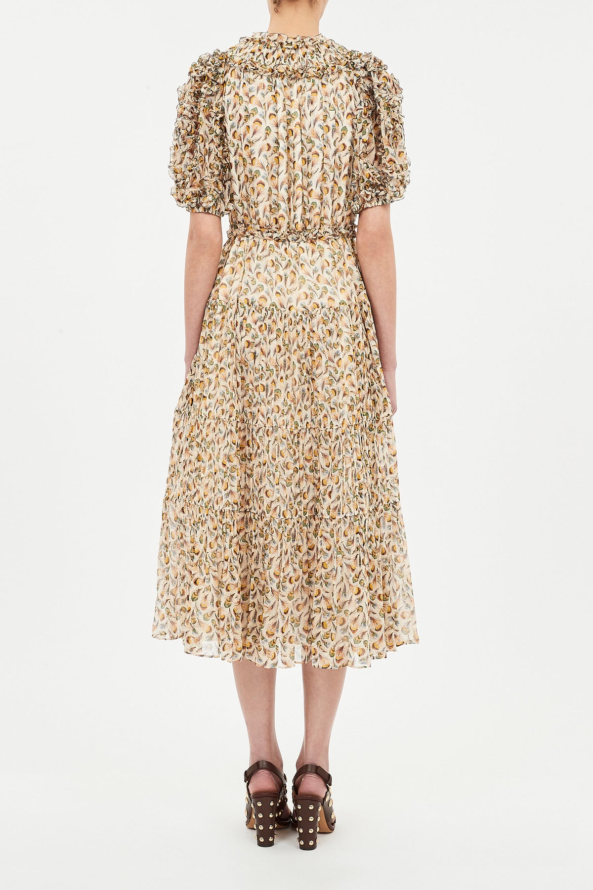 Nan Silk Short Sleeve Midi Dress