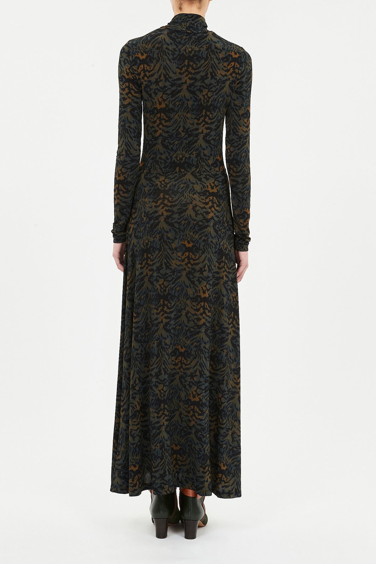 Koa Jersey Ruched Front Turtleneck Dress