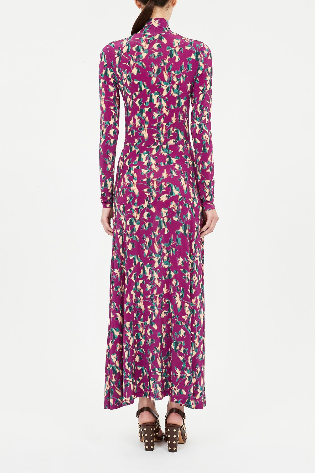Koa Jersey Ruched Front Turtleneck Dress