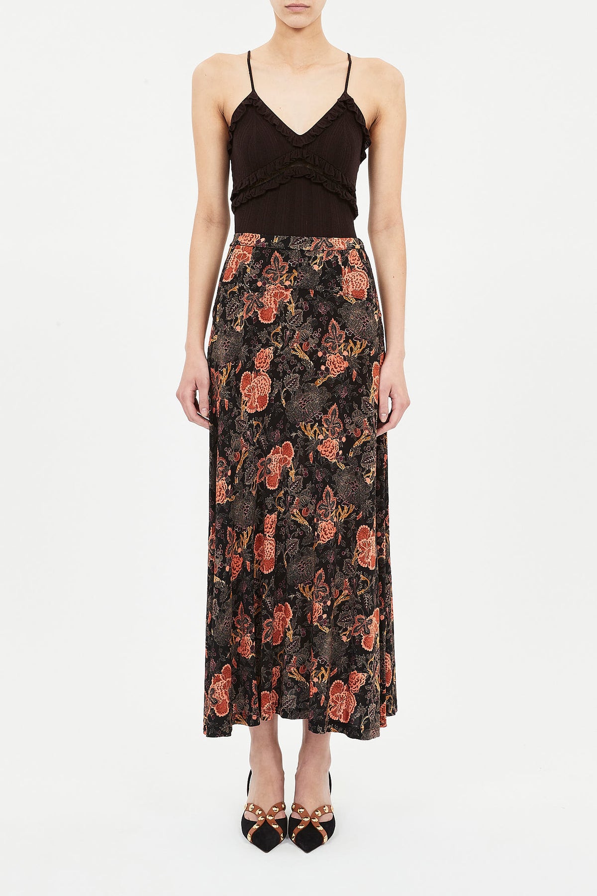 Paola Jersey High Waist Midi Skirt