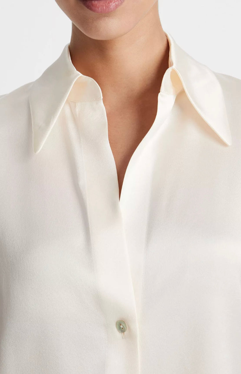 Vince Cap-Sleeved Ruched Blouse