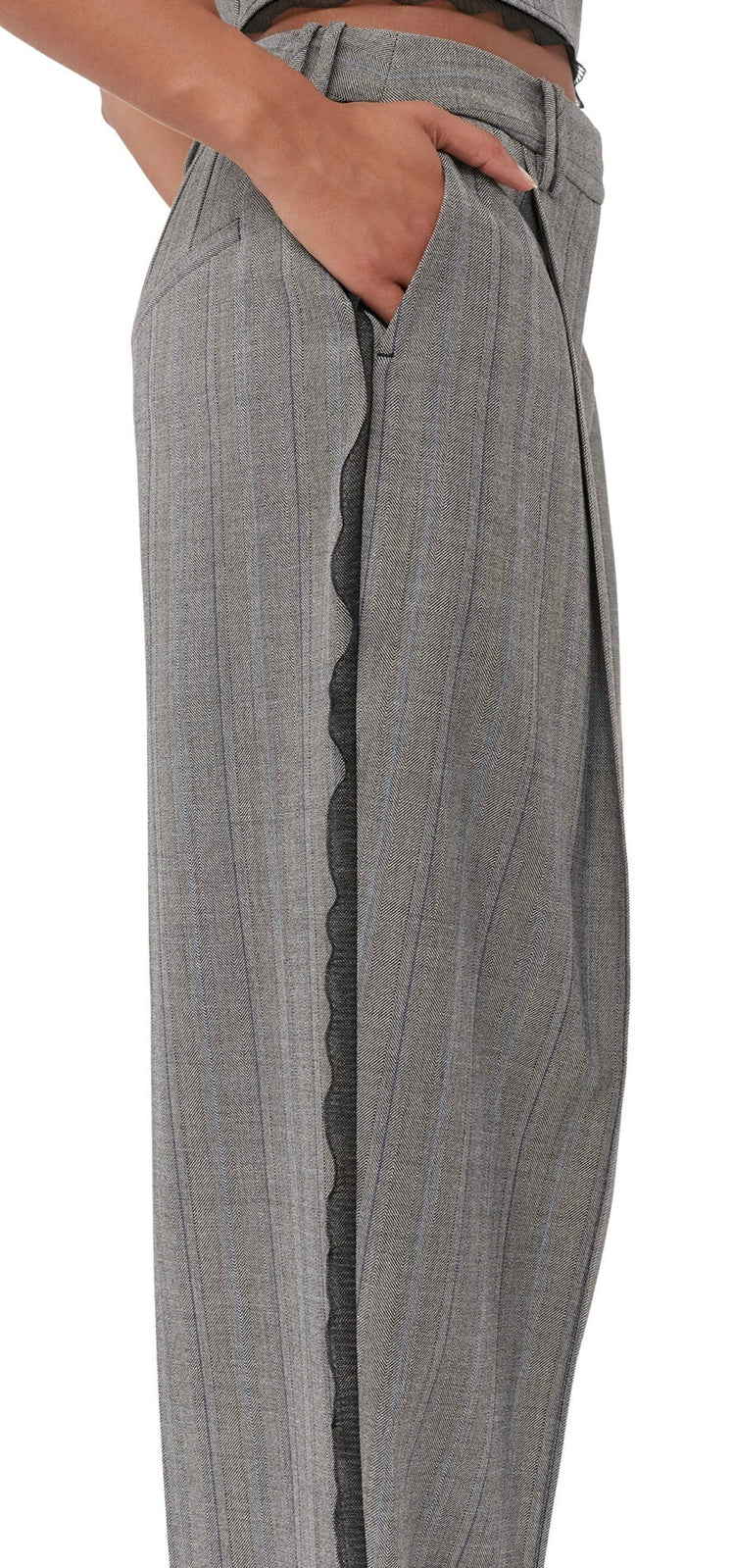 Ganni Herringbone Suiting Relaxed Pleated Trousers