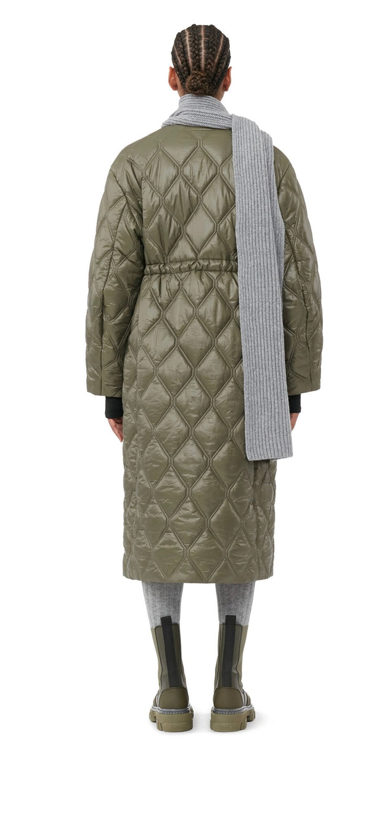 Ganni Shiny Quilt Long Coat