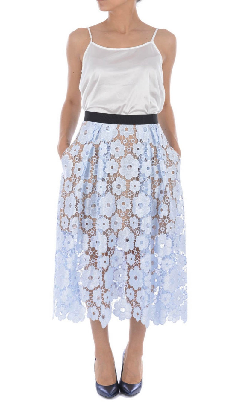 Self Portrait Floral Lace Skirt