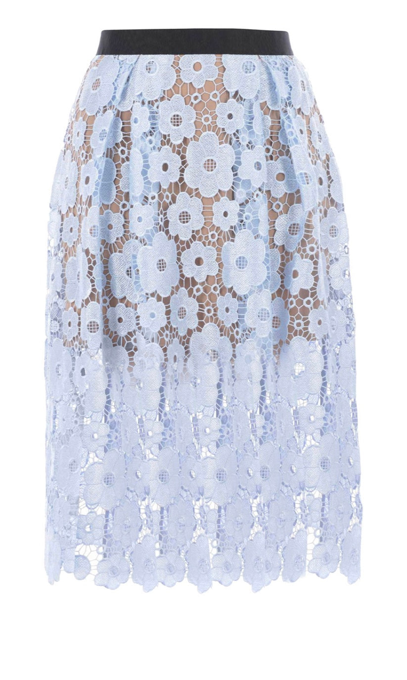 Self Portrait Floral Lace Skirt
