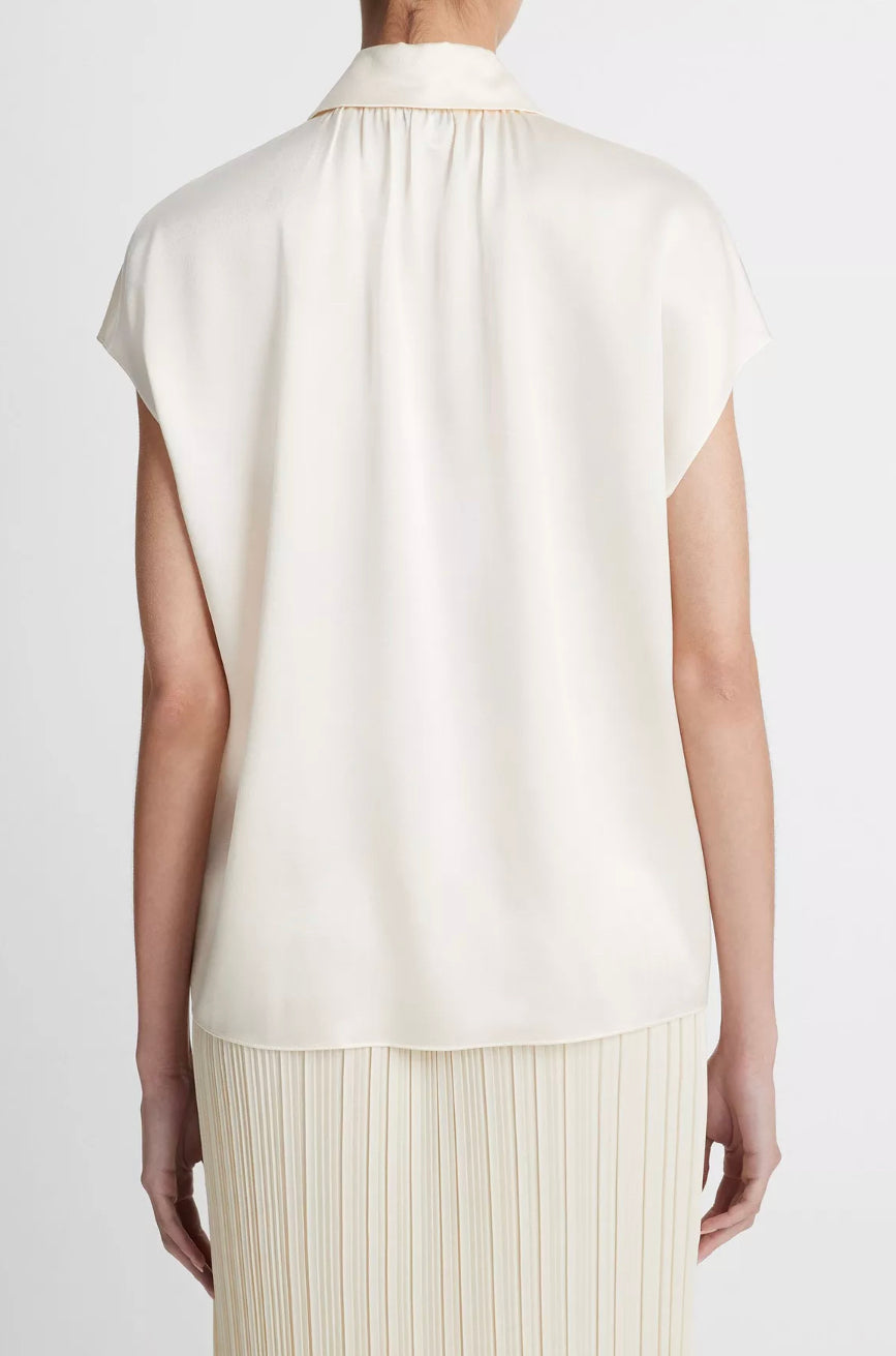 Vince Cap-Sleeved Ruched Blouse