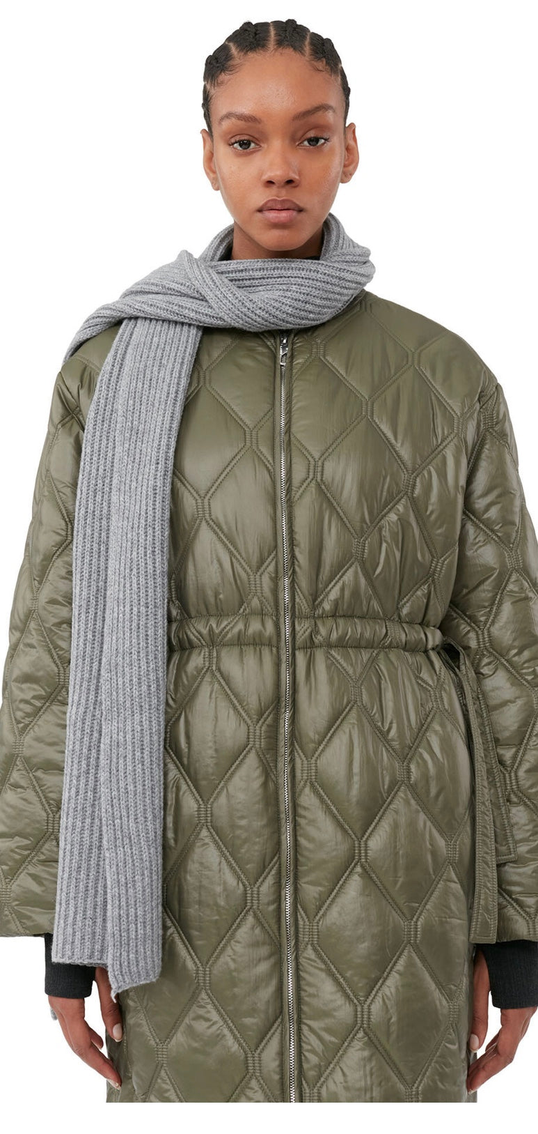 Ganni Shiny Quilt Long Coat