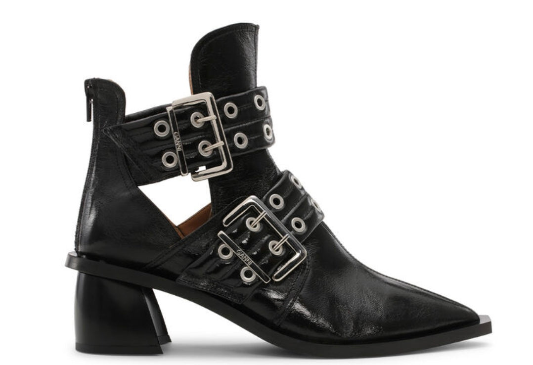 Ganni Chunky Buckle Open Cut Boots - Square