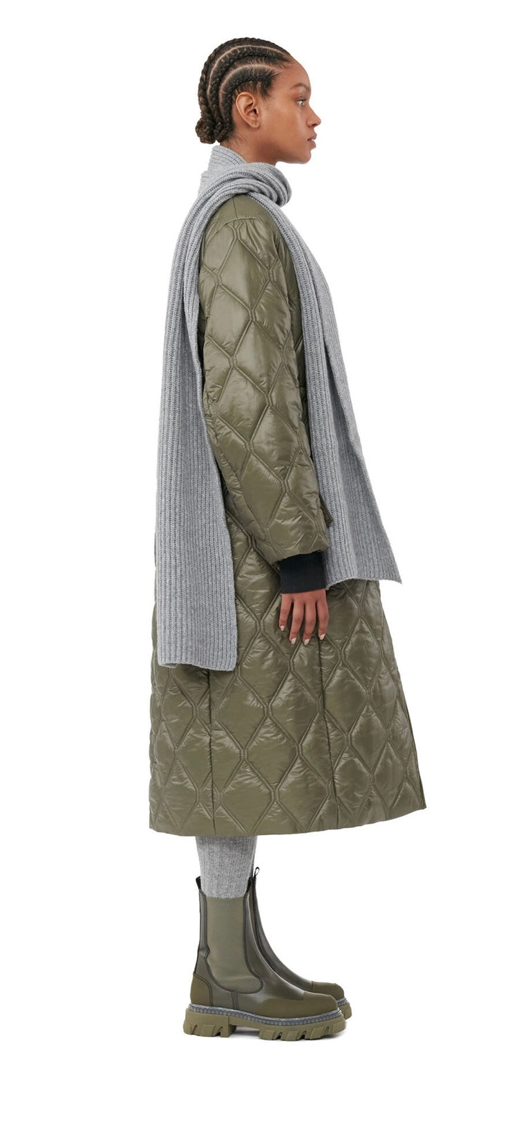 Ganni Shiny Quilt Long Coat