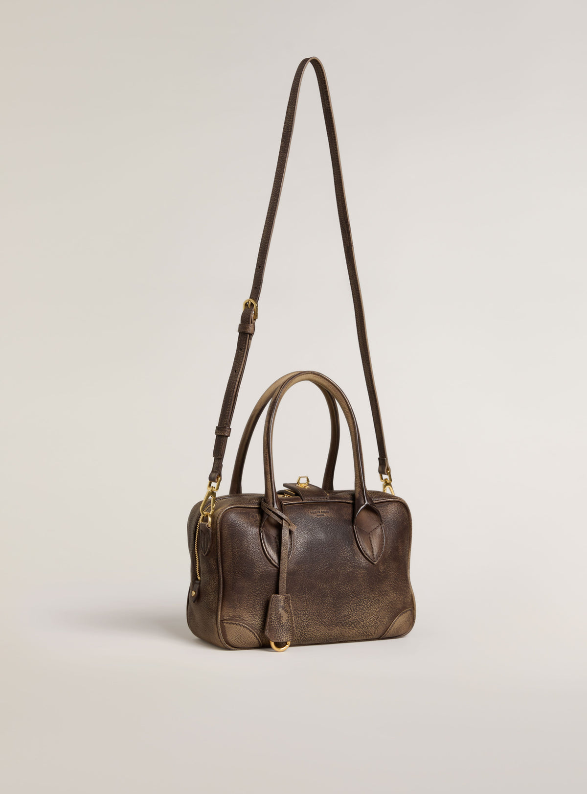 VITA BAG TREATED LEATHER BODY GOLD METAL DETAILS