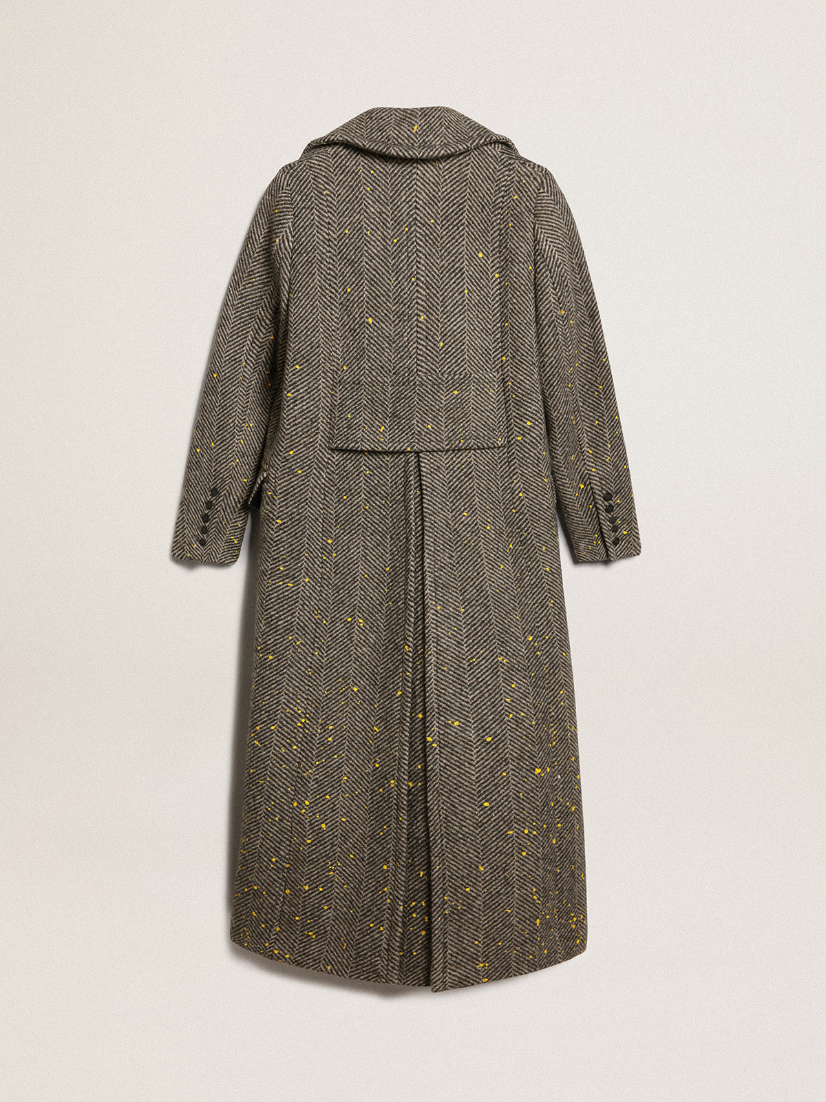 GOLDEN W&#39;S DOUBLE BREASTED COAT HAND PAINTED CHEVRON WOOL