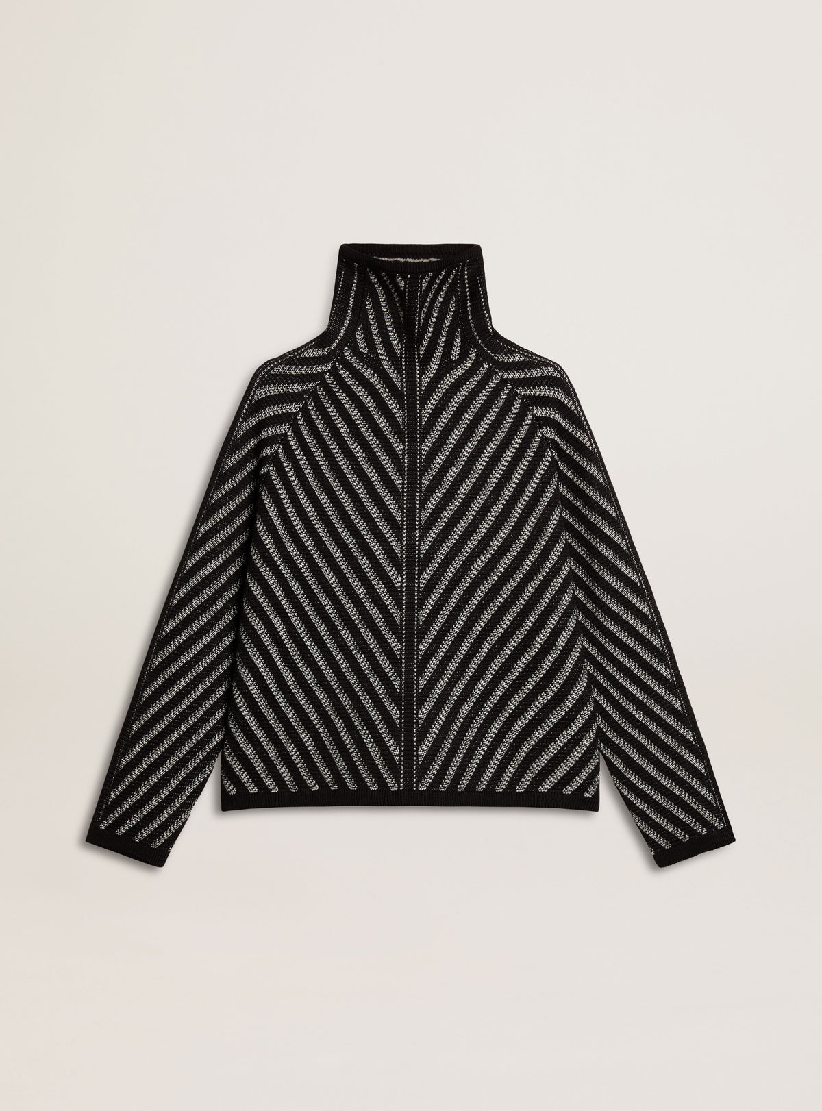 JOURNEY W&#39;S KNIT TURTLENECK  RAGLAN SLEEVES OSVALDA WOOL HERRINGBONE JACQUARD