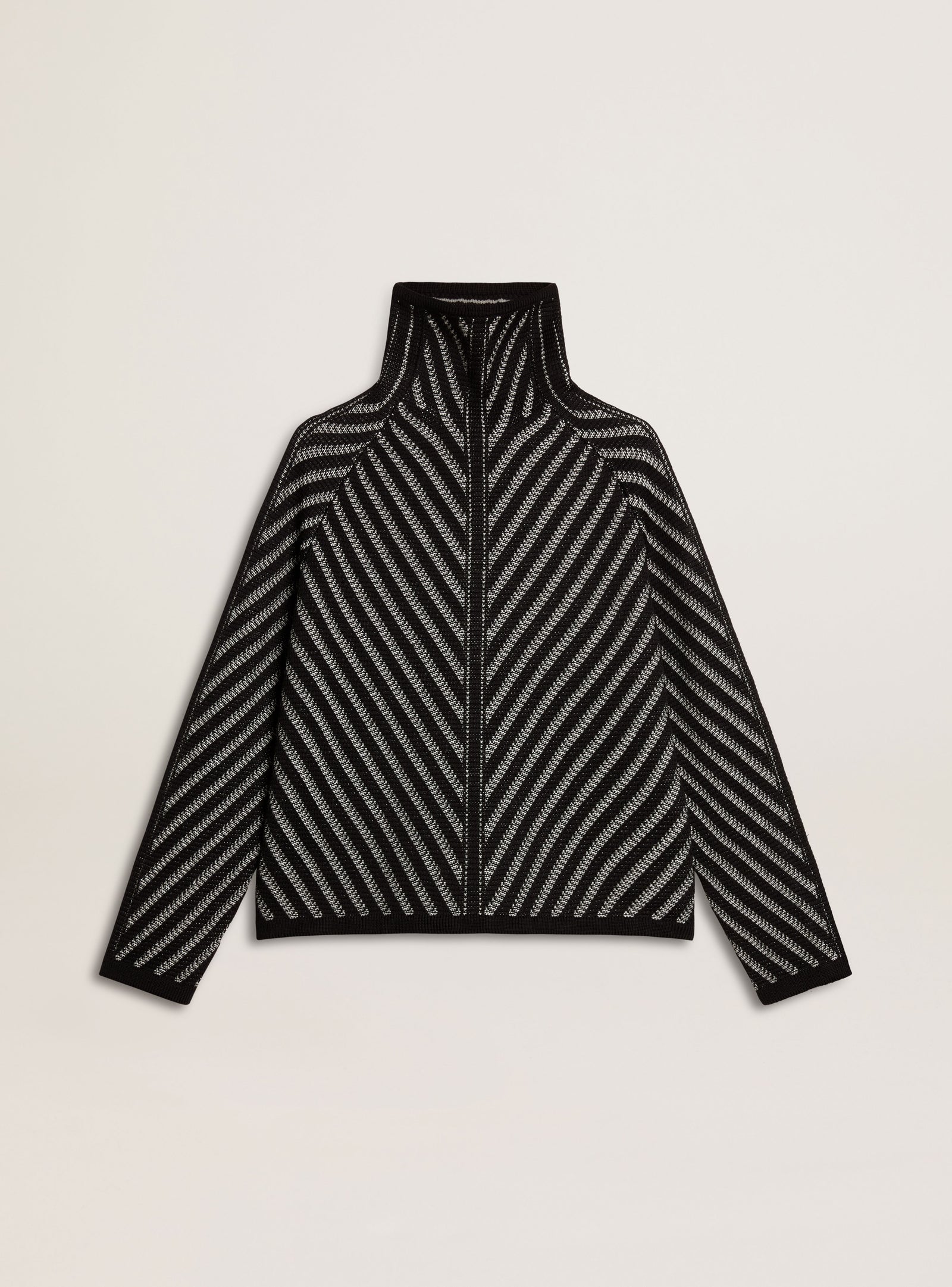 JOURNEY W'S KNIT TURTLENECK  RAGLAN SLEEVES OSVALDA WOOL HERRINGBONE JACQUARD