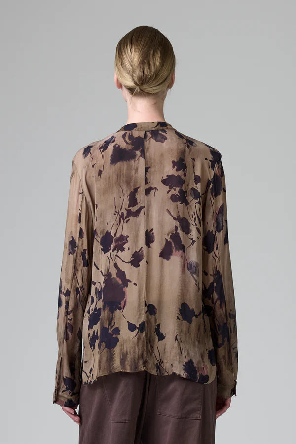 Transit Printed Georgette Shirt with Mandarin Collar