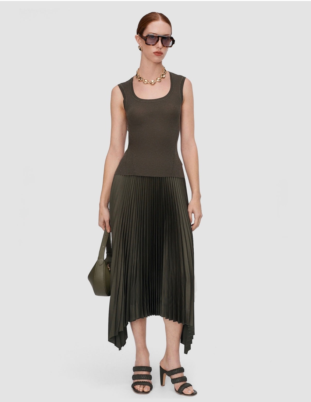 Joseph Ade Knit Weave Plissé Skirt