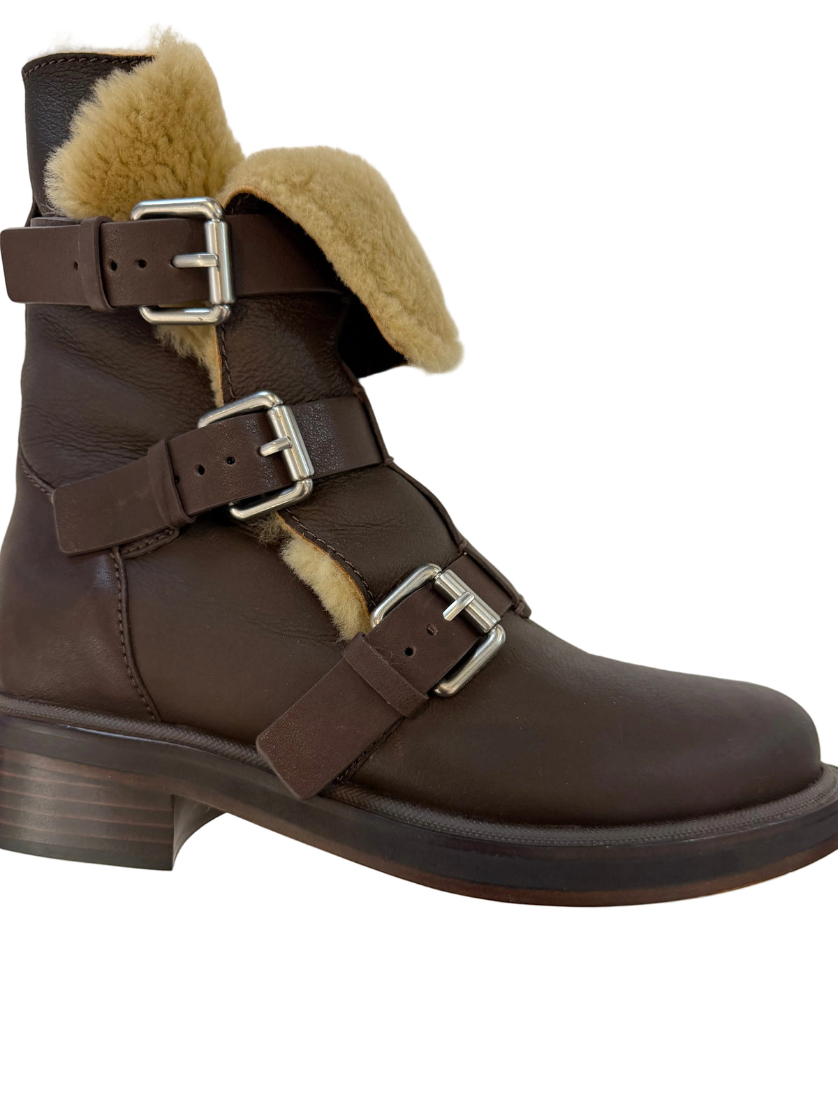 Rag & Bone Shearling RB Moto Buckle Boot