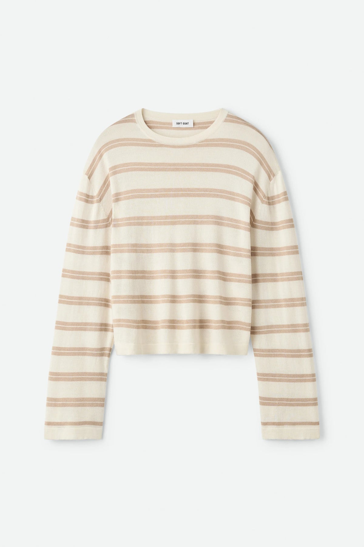Soft Goat Fine Knit Striped Crewneck