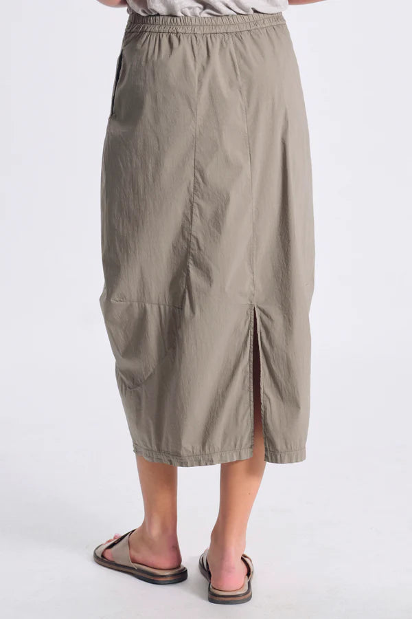 Transit Stretch poplin bombeè shape skirt with pleats