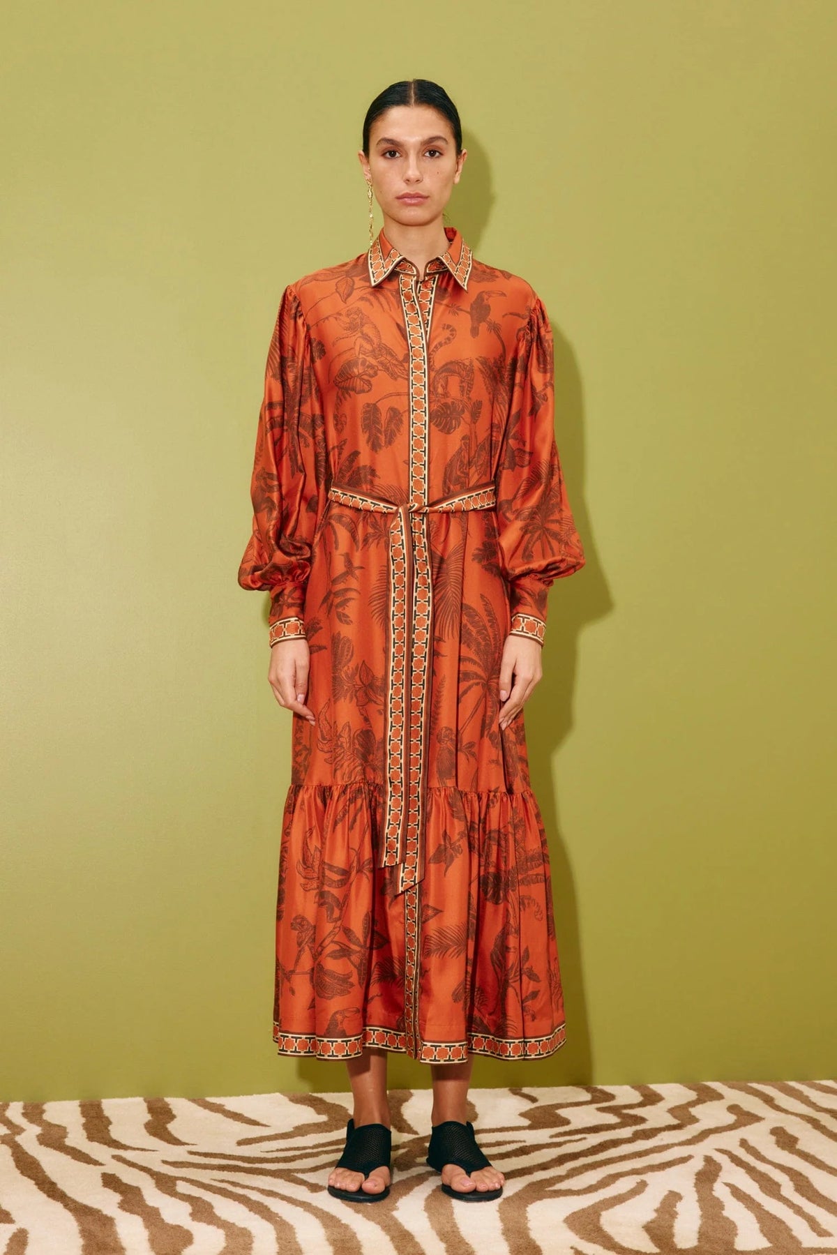 ALEMAIS MONKEY DANCE SILK SHIRTDRESS
