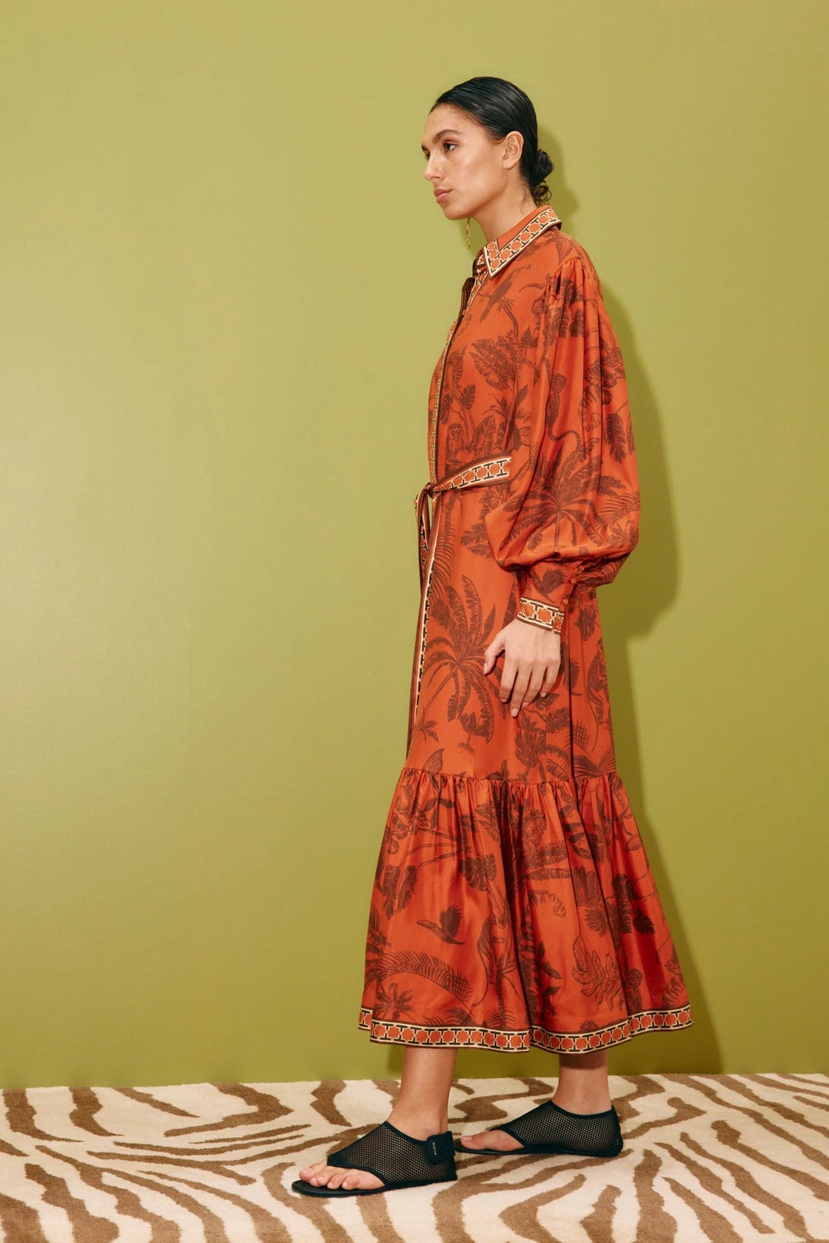 ALEMAIS MONKEY DANCE SILK SHIRTDRESS