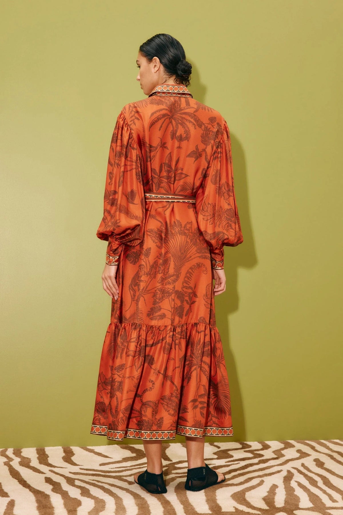 ALEMAIS MONKEY DANCE SILK SHIRTDRESS