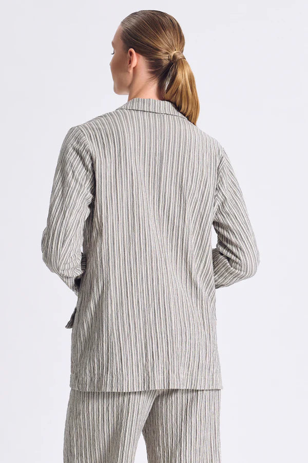 Transit Straight-fit one-button jacket in embossed striped cotton blend