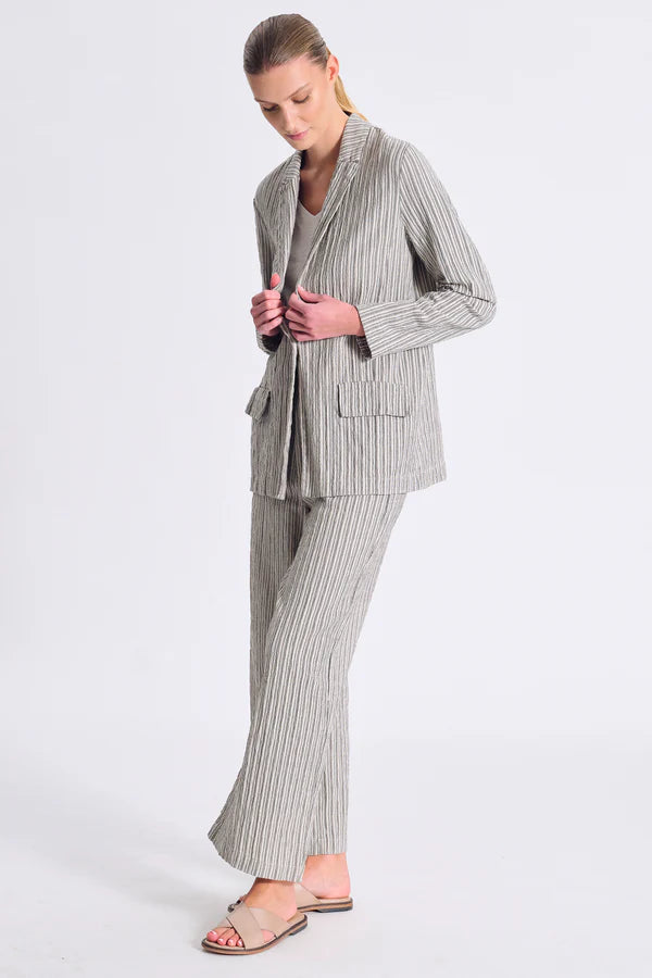 Transit Straight-fit one-button jacket in embossed striped cotton blend
