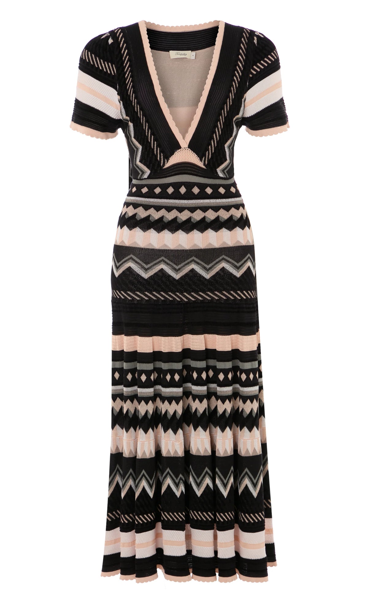 Temperley Meryl Knit V Neck Dress