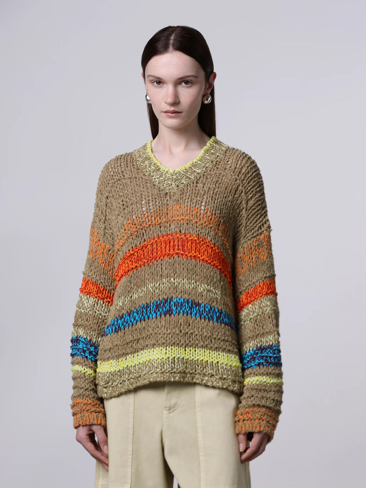 Roberto Collina Knit Striped V-Neck