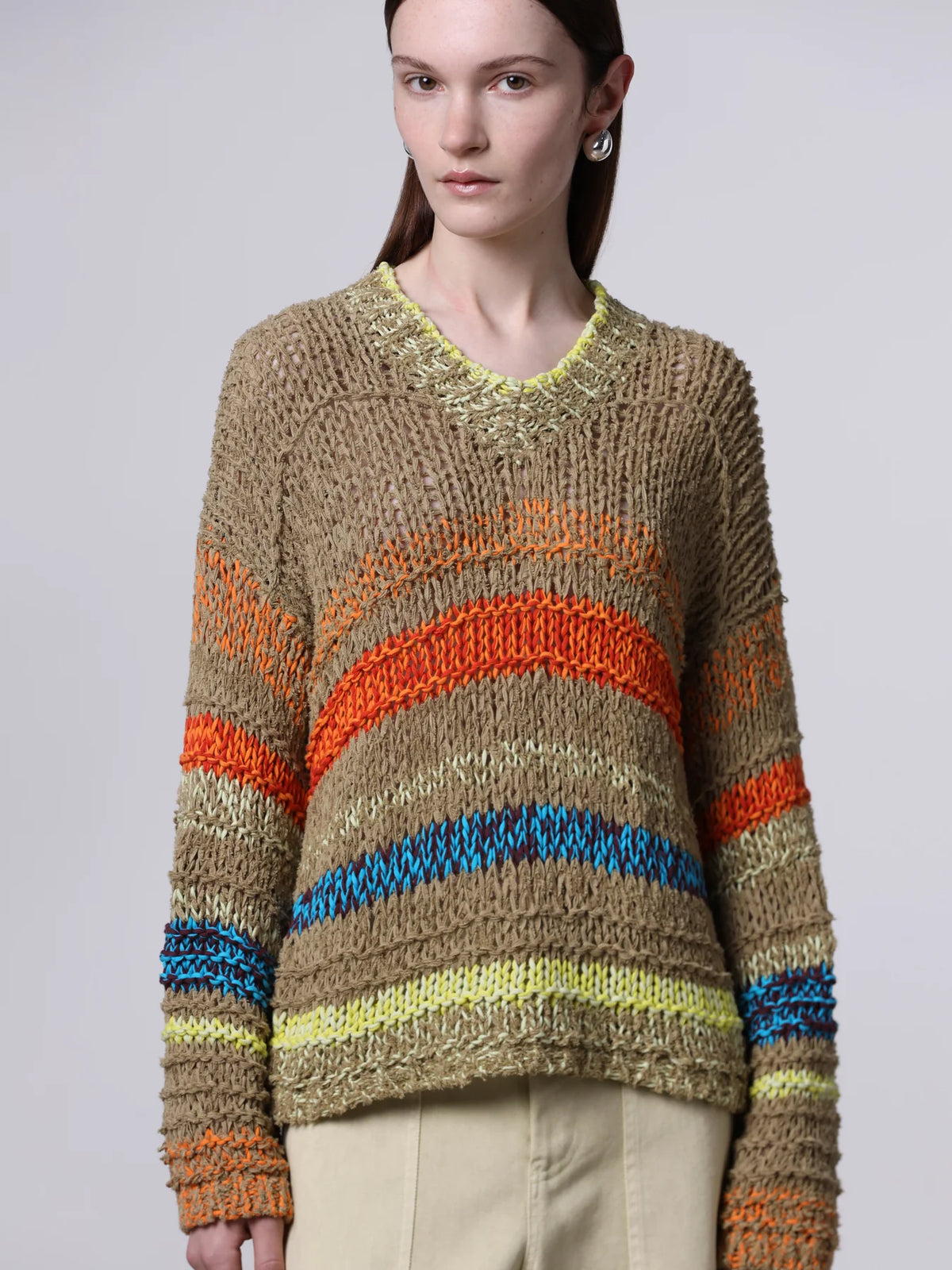 Roberto Collina Knit Striped V-Neck