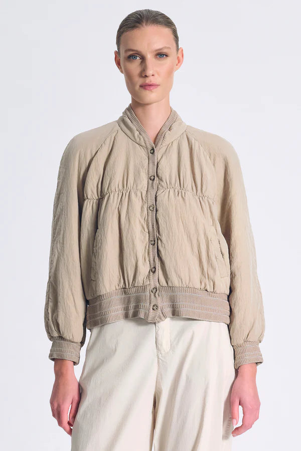 Transit Padded jacket in silk blend with knitted inserts