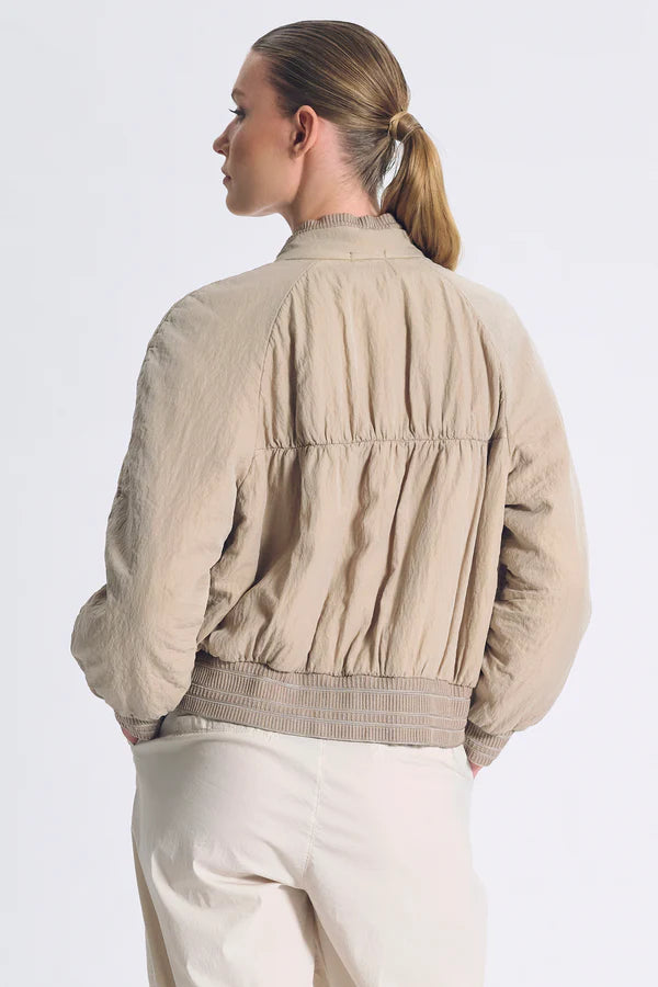 Transit Padded jacket in silk blend with knitted inserts