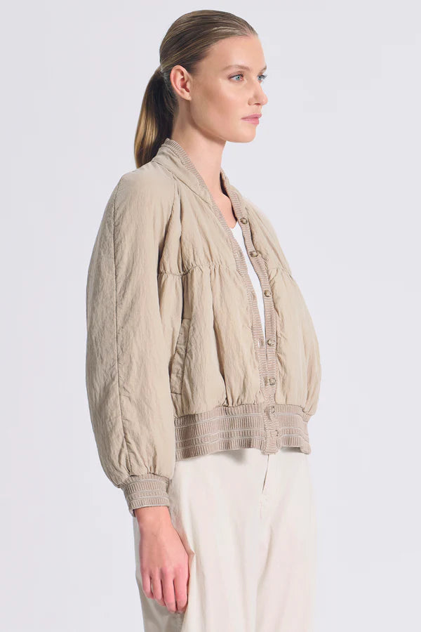 Transit Padded jacket in silk blend with knitted inserts