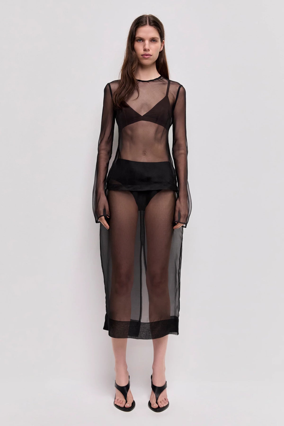 AJE CHANCER SHEER LONG SLEEVE TOP
