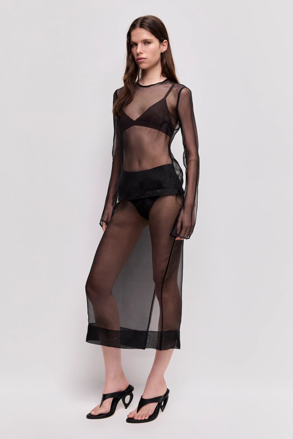 AJE CHANCER SHEER LONG SLEEVE TOP