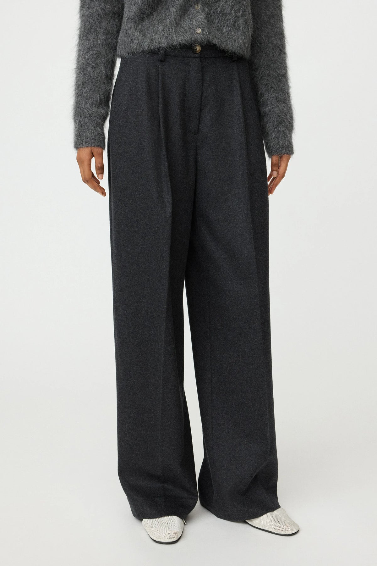 Soft Goat Wide Pleat Trousers
