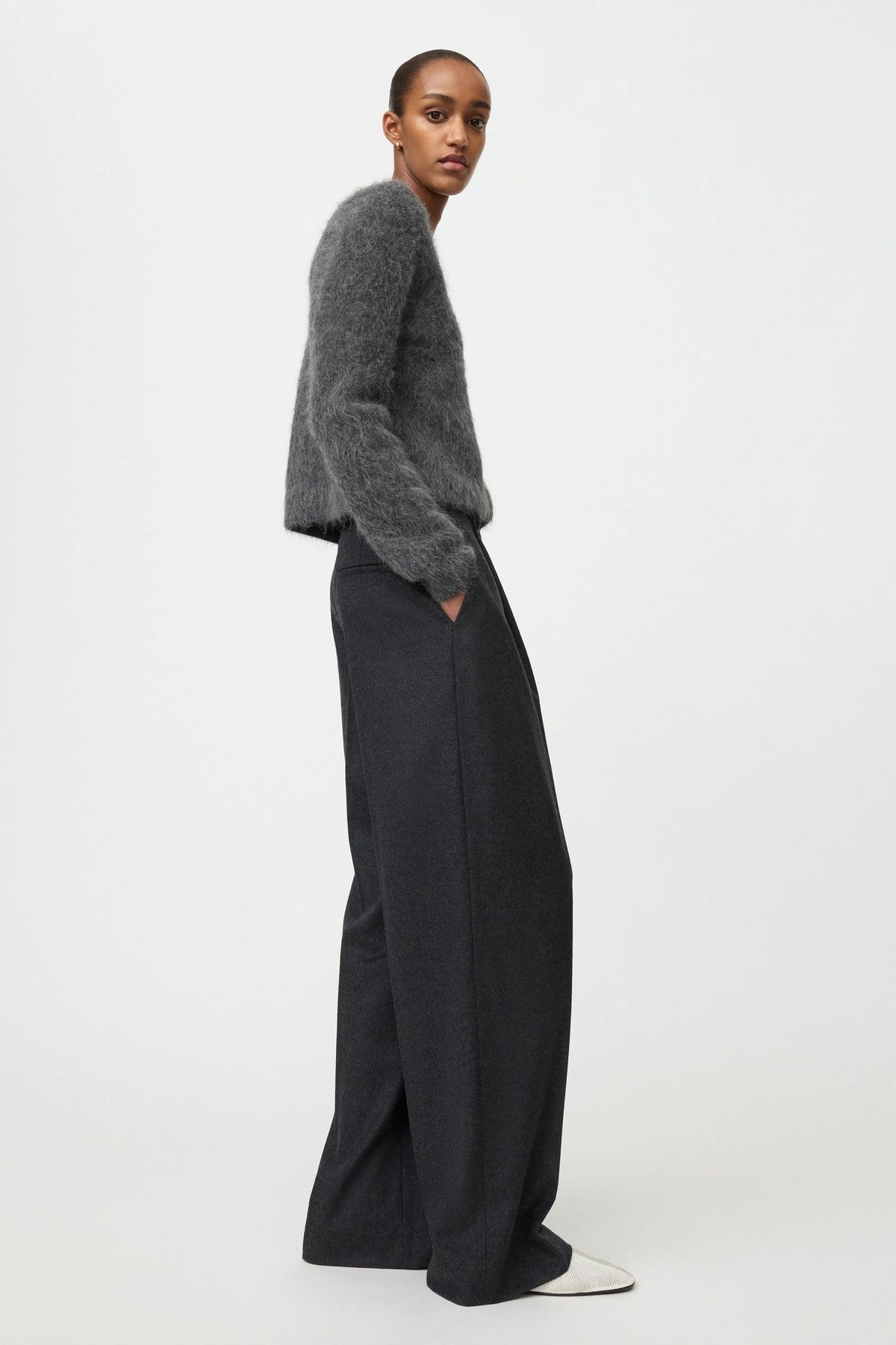 Soft Goat Wide Pleat Trousers