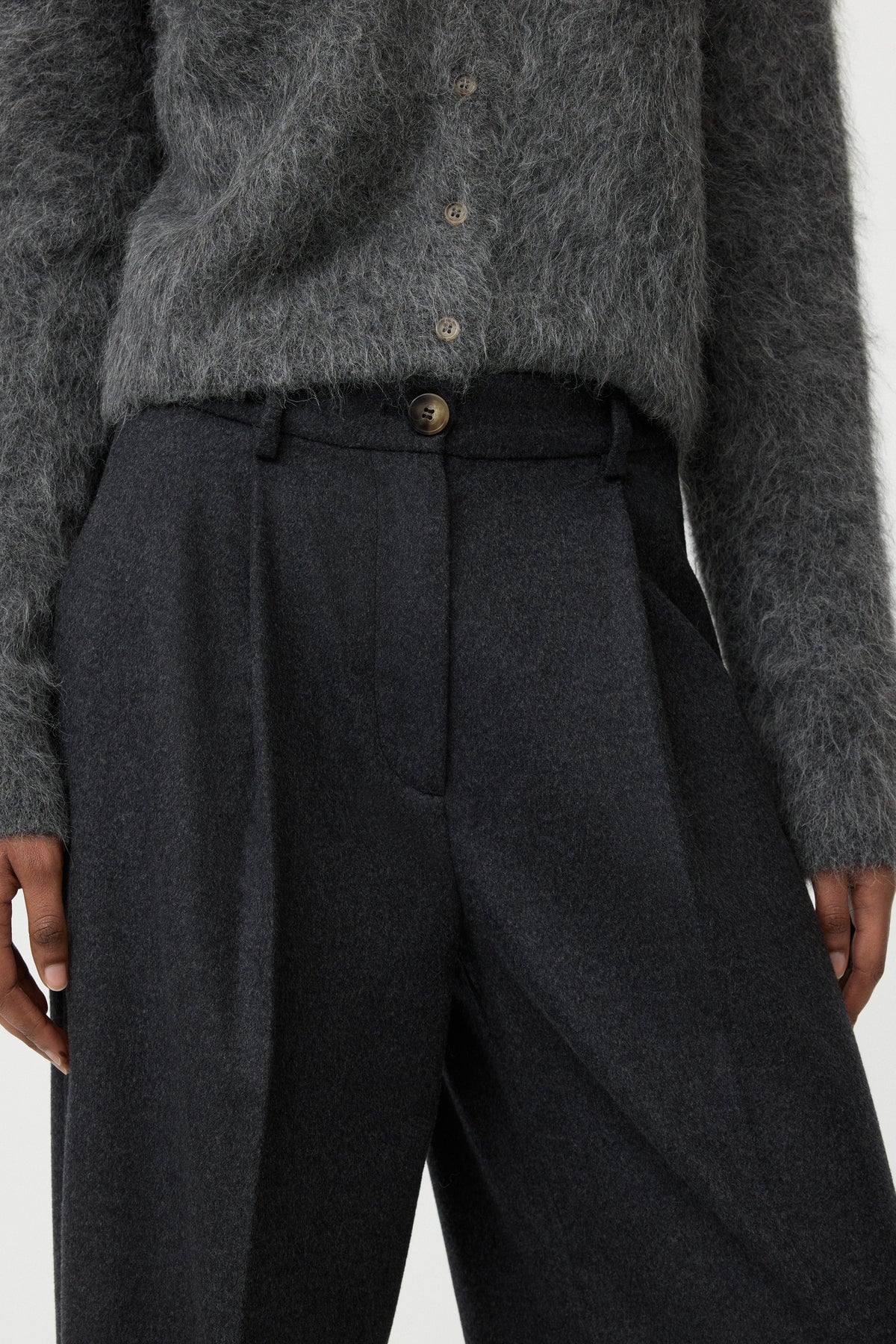 Soft Goat Wide Pleat Trousers