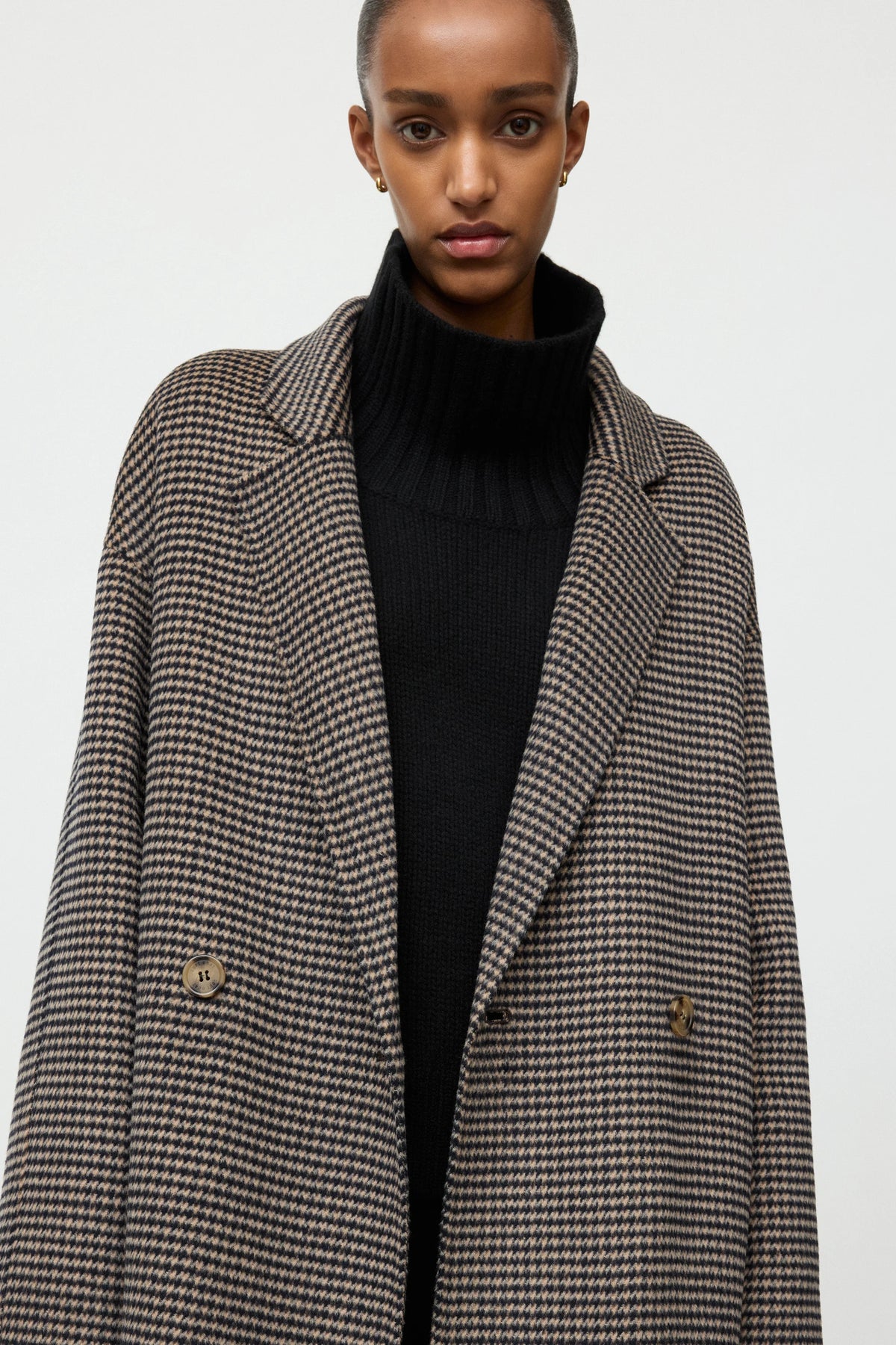 Soft Goat Oversized Houndstooth Coat