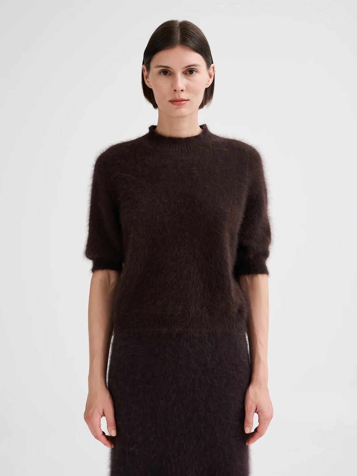 ROBERTO COLLINA SHORT SLEEVE ANGORA SWEATER