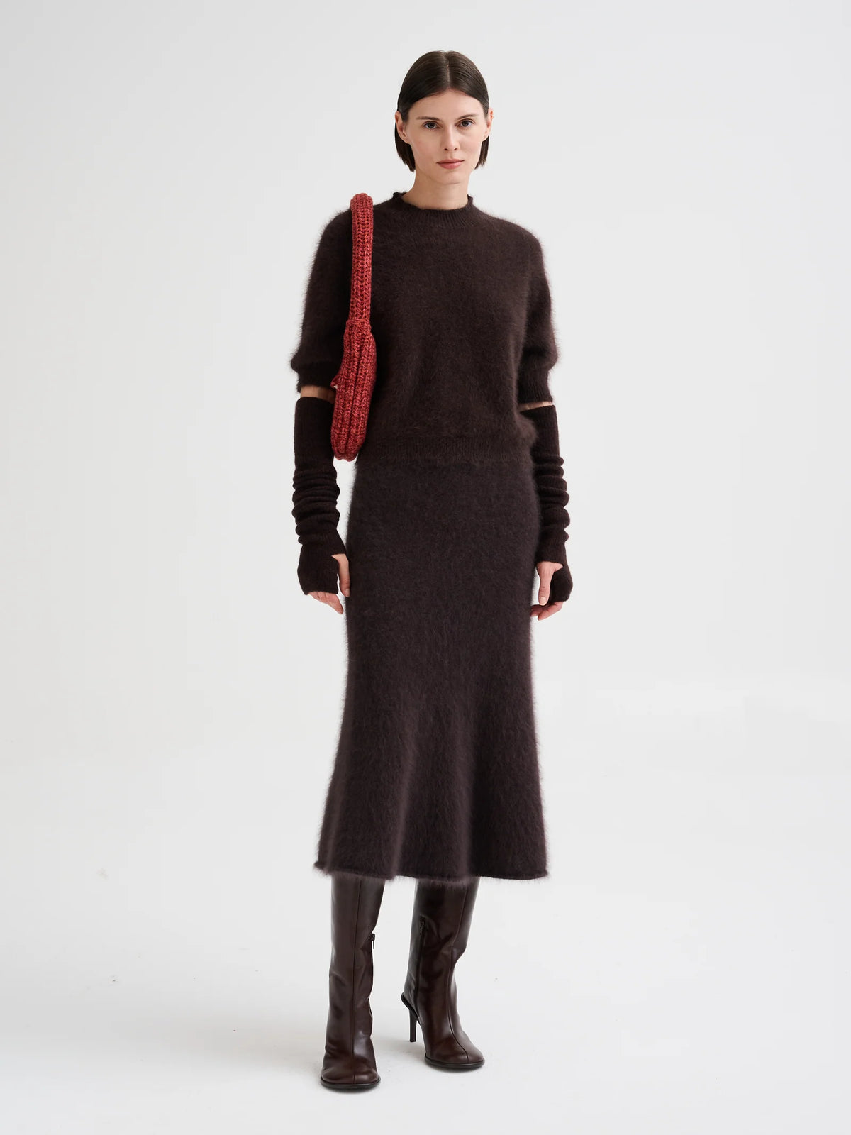 ROBERTO COLLINA ANGORA MIDI SKIRT