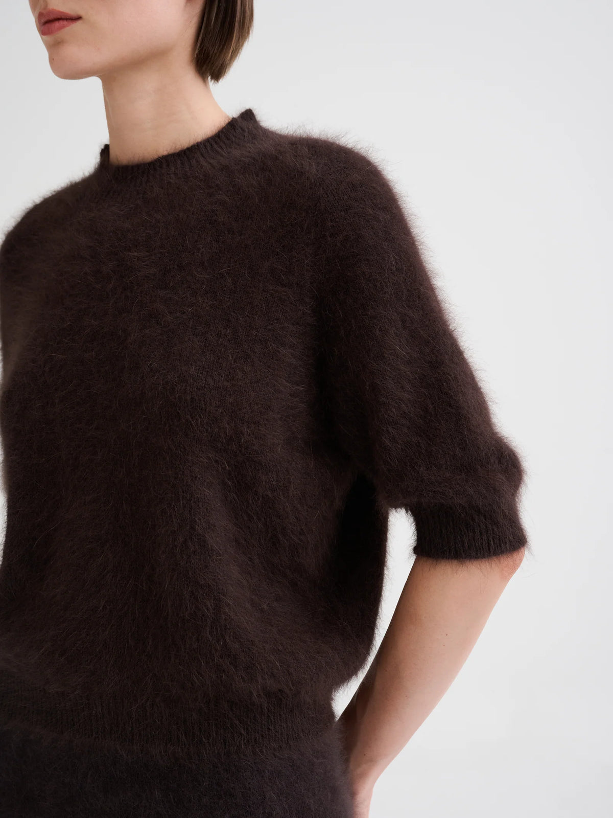 ROBERTO COLLINA SHORT SLEEVE ANGORA SWEATER