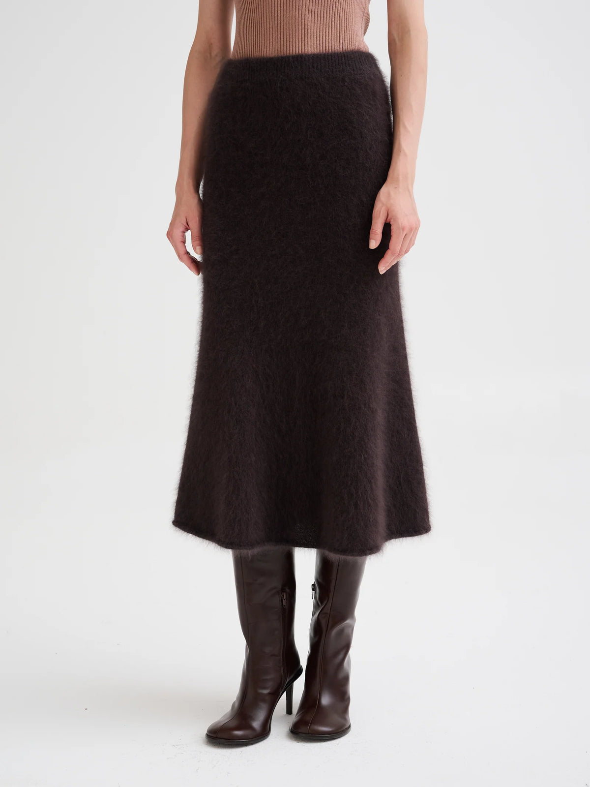 ROBERTO COLLINA ANGORA MIDI SKIRT
