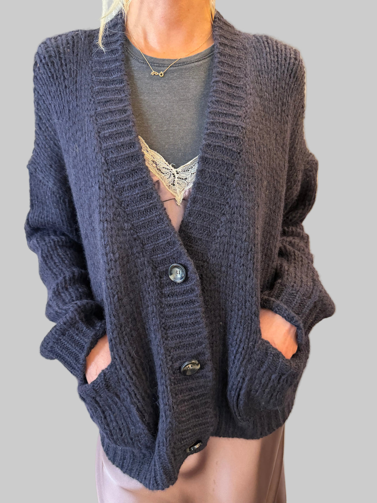 ROBERTO COLLINA KNIT ALPACA CARDIGAN