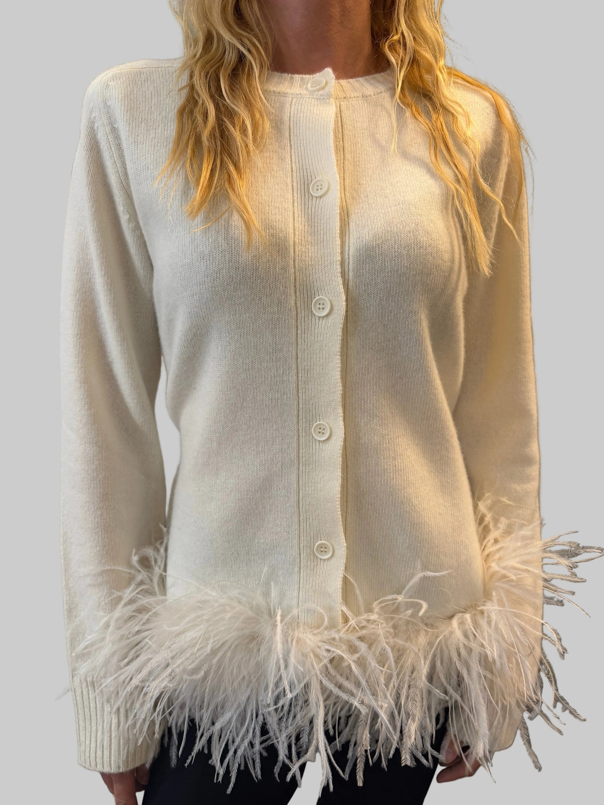 PAROSH LESTAT CARDIGAN WITH FEATHERS