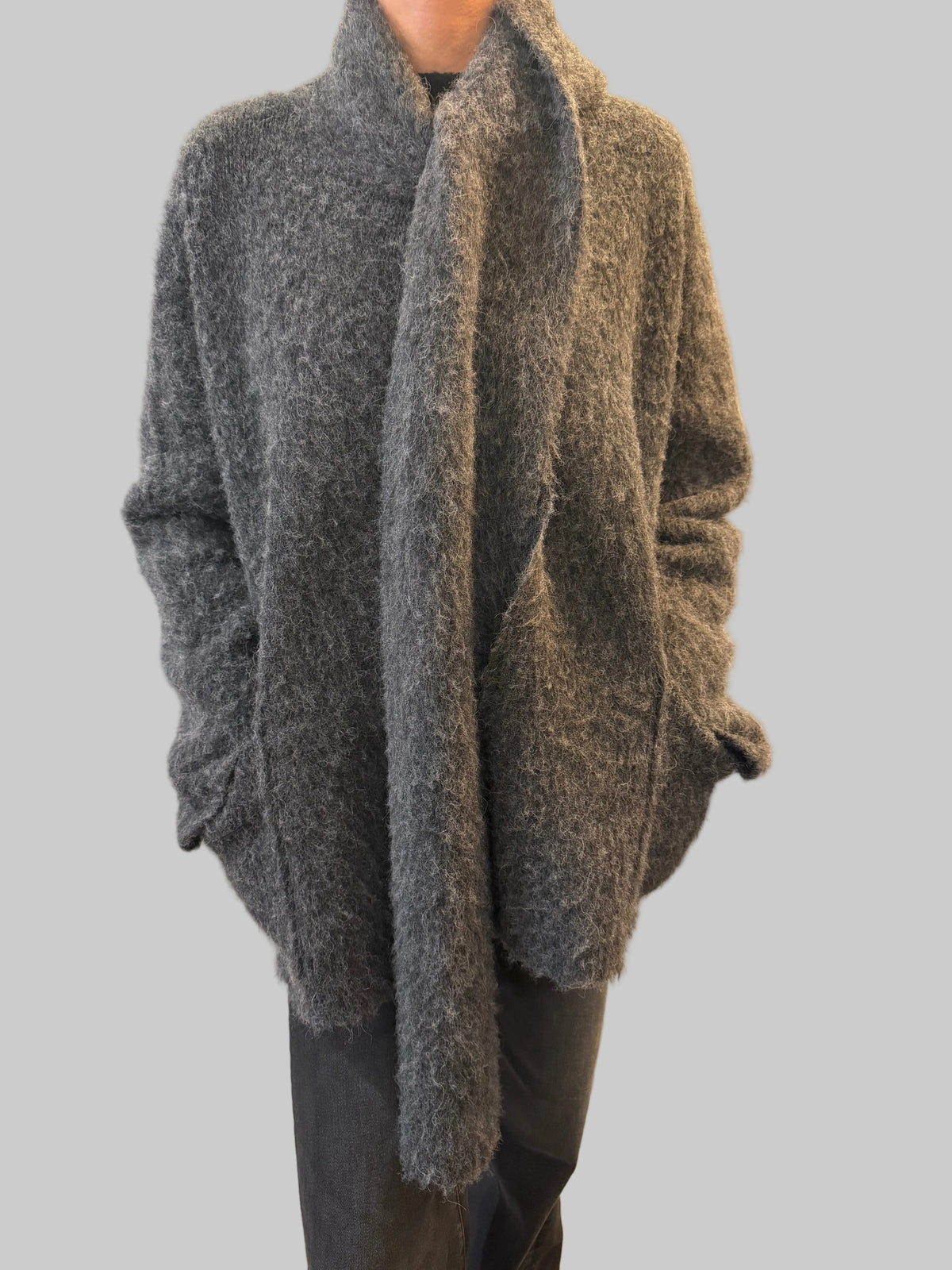 ROBERTO COLLINA SHORT COAT WITH INTEGRATED SCARF