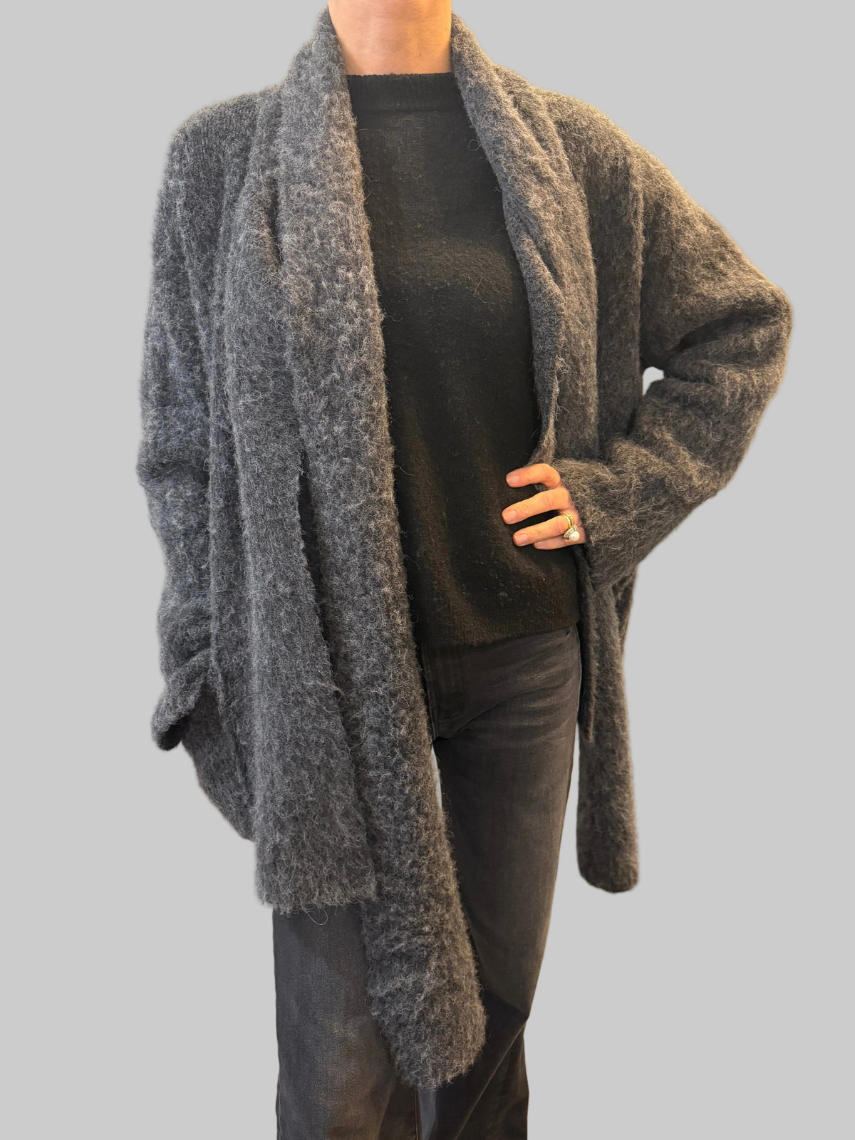 ROBERTO COLLINA SHORT COAT WITH INTEGRATED SCARF
