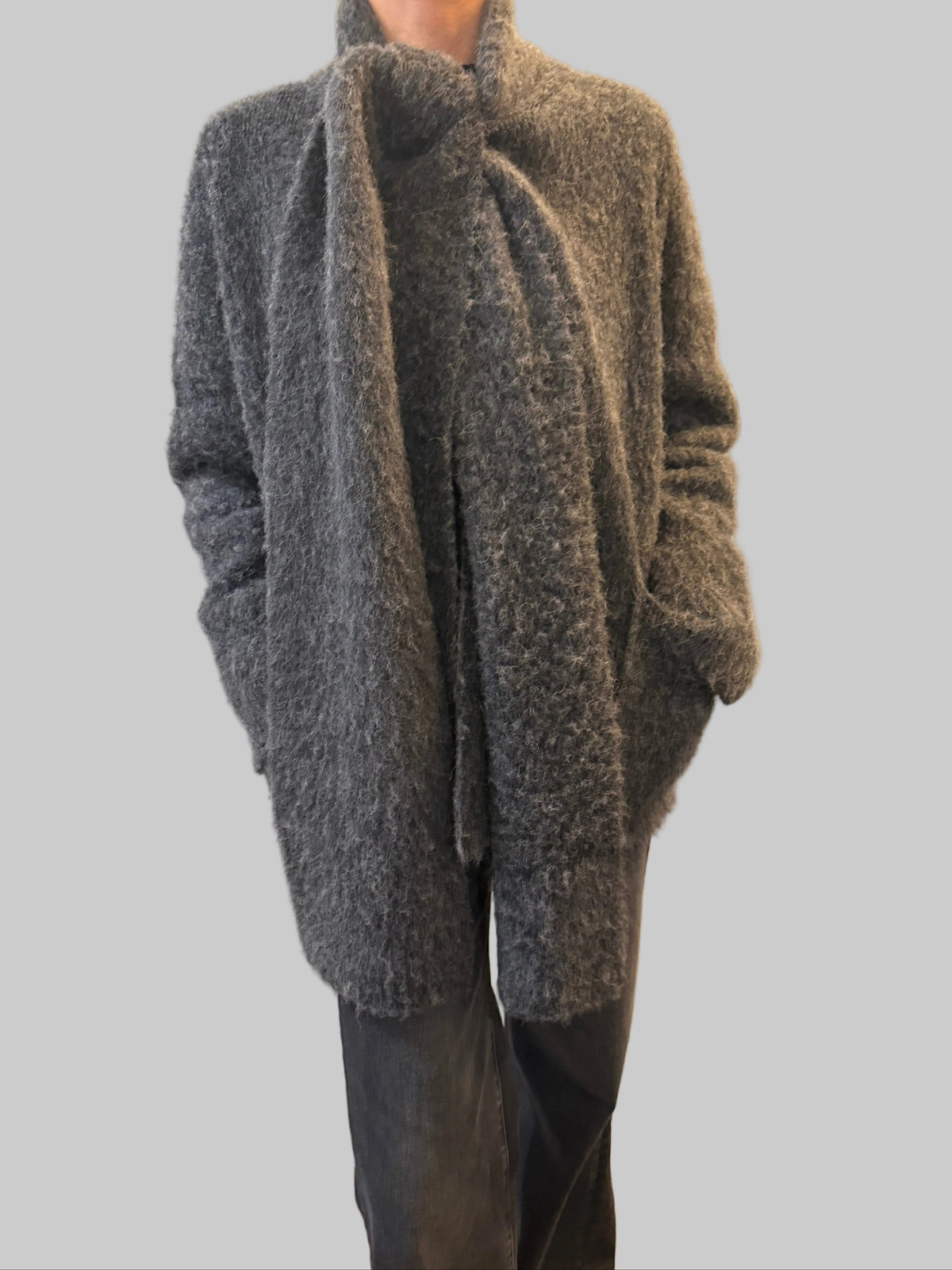 ROBERTO COLLINA SHORT COAT WITH INTEGRATED SCARF