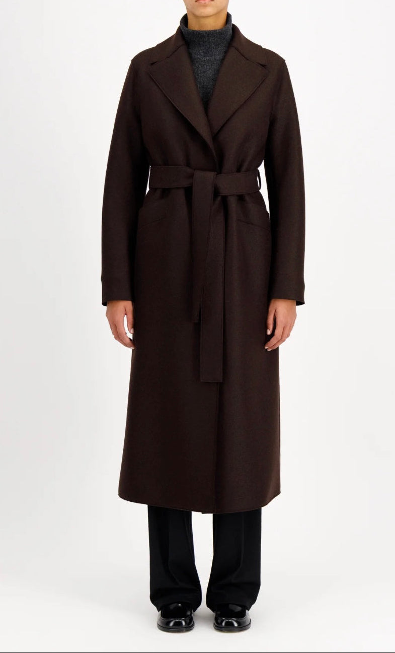 HARRIS WHARF LONG MAXI COAT IN PRESSED WOOL