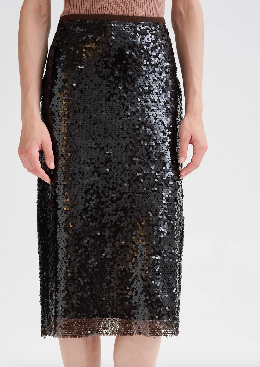 ROBERTO COLLINA MIDI SEQUIN SKIRT